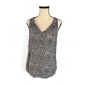 Old Navy Women Leopard Print Sleeveless V-Neck Keyhole Back Tan Black Sz M